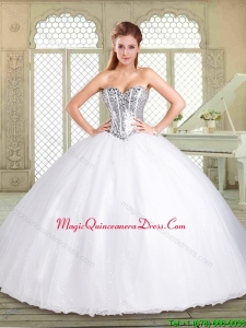 Hot SaleSweetheart Paillette Quinceanera Dresses in White