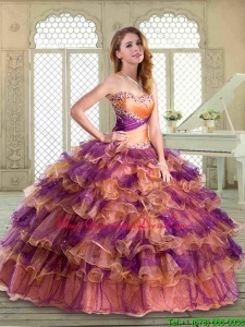 Magic Miss Floor Length Quinceanera with Beading and Ruffled Layers