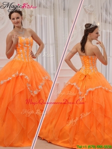 Fashionable Appliques and Beading Classic Quinceanera Dresses in Orange