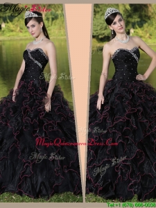 Beautiful Sweetheart Discount Quinceanera Gowns with Ruffles Layered and Beading