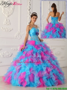 Lovely Multi Color Floor Length Appliques Discount Quinceanera Dresses
