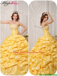 Cheap Ball Gown Pick Ups and Appliques Quinceanera Gowns