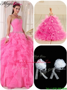 Exquisite Ball Gown Hot Pink Fashionable Quinceanera Gowns with Beading
