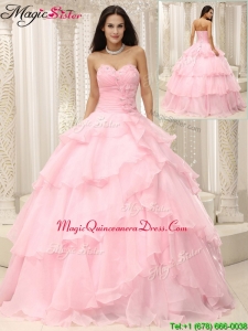 Fashionable Baby Pink Quinceanera Gowns with Beading and Ruffles