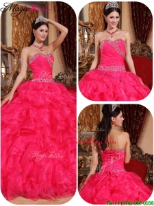 Beautiful Ball Gown Beading Hot Sale Quinceanera Dresses in Coral Red