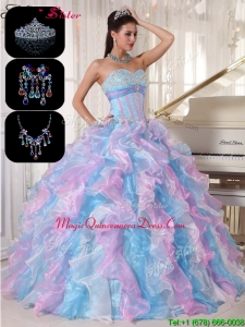 Cheap Ruffles and Appliques Hot Sale Quinceanera Gowns in Multi Color