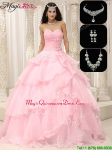 Hot Sale Exquisite Beading and Ruffles Quinceanera Dresses in Baby Pink