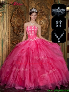 New Arrivals Strapless Hot Sale Quinceanera Dresses with Appliques and Ruffles