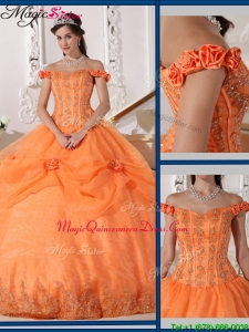 Beautiful Ball Gown Appliques and Hand Made Flowers Hot Sale Quinceanera Dresses