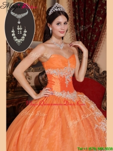 Exquisite Orange Red Luxury Quinceanera Gowns with Beading and Appliques