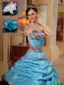 Fashionable Ruffles and Pick Ups Quinceanera Gowns in Zebra