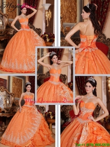 Hot Sale Latest Beading and Appliques Quinceanera Gowns in Orange Red
