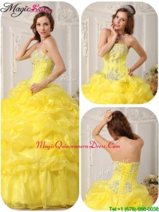 Luxurious Beading and Ruffles Quinceanera Dresses in Yellow