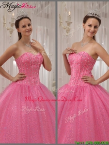 Luxurious Pink Sweetheart Quinceanera Dresses with Beading