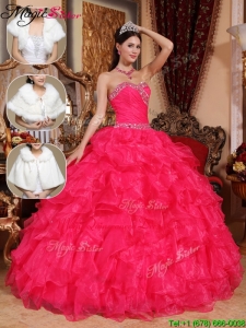 New Style Beading Sweetheart Luxury Quinceanera Dresses in Coral Red
