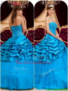 Cheap Strapless Quinceanera Gowns with Appliques and Beading