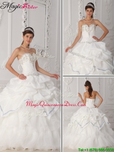 Exquisite White Sweetheart Magic Miss Quinceanera Gowns with Beading