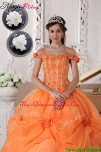 Fashionable Off The Shoulder Magic Miss Quinceanera Dresses in Orange