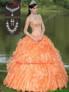 Luxury Orange Quinceanera Dresses with Beading and Ruffles Layered