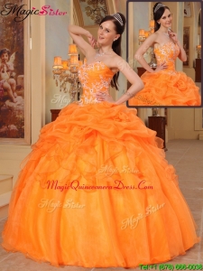 Magic Miss Arrivals Appliques Sweetheart Quinceanera Dresses in Orange Red