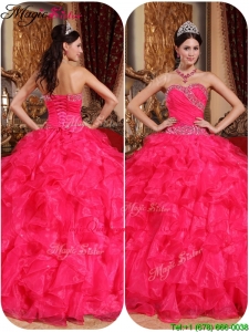Magic Miss Coral Red Ball Gown Quinceanera Dresses with Beading