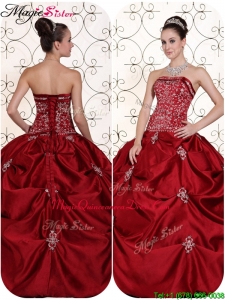 Magic Miss Quinceanera Selling Embroidery and Pick Ups Strapless Quinceanera Dresses