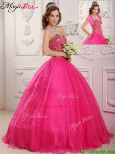 Magic Miss Selling A Line Floor Length Quinceanera Dresses in Hot Pink