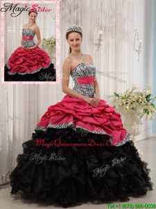 Magic Miss Selling Ruffles Sweetheart Quinceanera Gowns in Red and Black