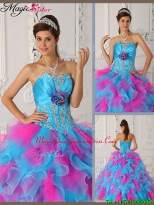 Plus Size Ball Gown Appliques Quinceanera Dresses in Multi Color