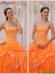 Plus Size Ball Gown Appliques and Beading Sweet 15 Dresses for 2016