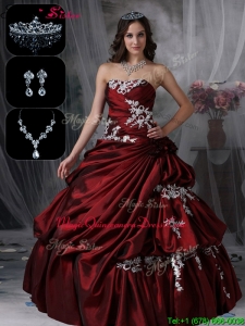 Plus Size Classical Strapless Quinceanera Dresses in Burgundy