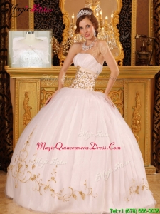 Plus Size Strapless Appliques Quinceanera Dresses in White