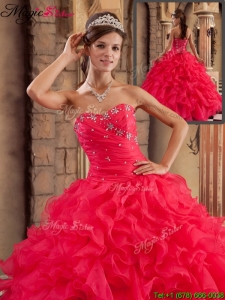 Plus Size Sweetheart Ruffles Quinceanera Dresses in Red