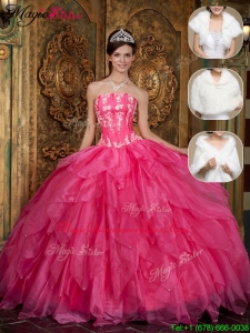 Hot Sale Strapless Quinceanera Dresses with Appliques and Ruffles