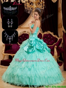 Luxurious Strapless Quinceanera Gowns with Pick Ups and Ruffles