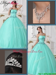 Modern Beading Sweetheart Quinceanera Gowns in Green