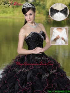 Modest Ruffles Layered and Beading Plus Size QuinceaneraDresses in Black