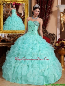 Plus Size Beading and Ruffles Quinceanera Dresses in Apple Green