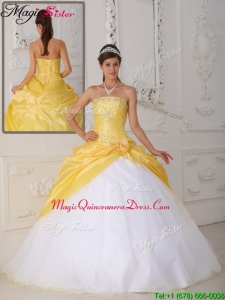 Pretty Ball Gown Appliques and Hand Made Flower Quinceanera Dresses