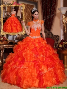 Romantic Appliques and Beading Quinceanera Dresses in Orange