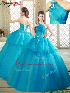 Popular One Shoulder Quinceanera Dresses with Ruffles and Appliques