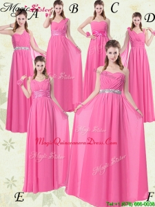 Fashionable Empire Ruching Dama Dresses for Rose Pink
