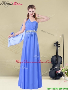 Affordable One Shoulder Dama Dresses with Ruching and Belt for 2016