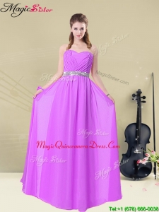 2016 Elegant Sweetheart Floor Length Dama Dresses For Quinceanera with Ruching and Belt