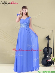 Best One Shoulder Dama Dresses For Quinceanera with Ruching and Belt