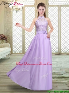 Discount High Neck Lace Lavender Dama Dresses for 2016