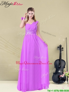 Romantic One Shoulder Dama Dresses with Ruching and Belt