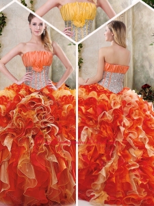2016 Gorgeous Multi Color Quinceanera Gowns with Sequins and Ruffles