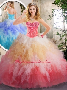 Beautiful Beading and Ruffles Quinceanera Gowns in Multi Color