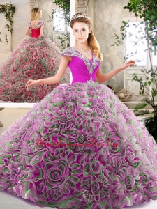 Exquisite Beading and Ruffles Quinceanera Gowns in Multi Color